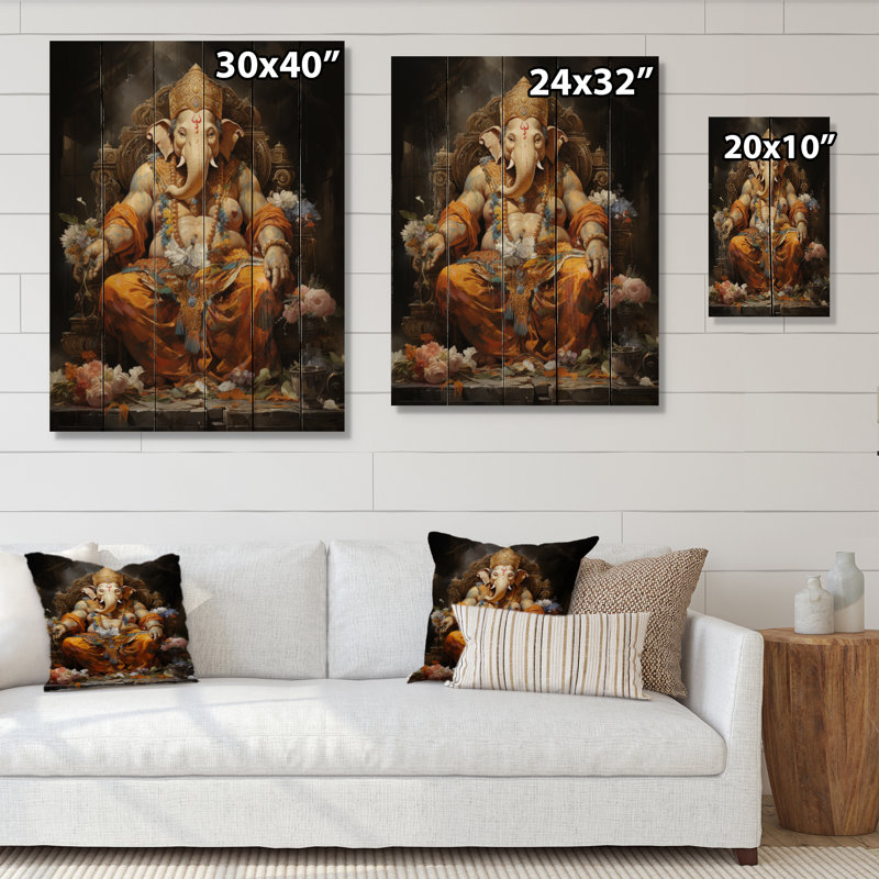 «Hinduisim Art Ganeshas Blessing II» sur impression sur bois, H 32 po x l 24 po x P 0,78 po