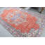 Grand tapis turc rétro en laine: tapis kilim orange tissé à la main, idéal pour la décoration intérieure