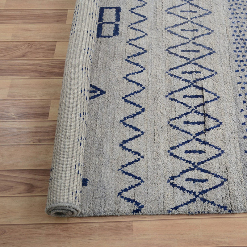 Tapis unique en laine noué à la main gris nouvel âge 7 pi 10 po x 10 pi 4 po Orrtanna