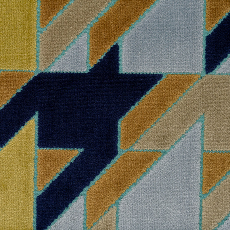 Briefcase Geometric Cut Velvet Upholstery Fabric, Seashore