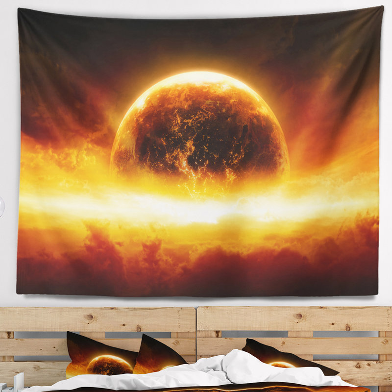 Tapisserie d'explosion de la planète terre, H 32 po x l 39 po