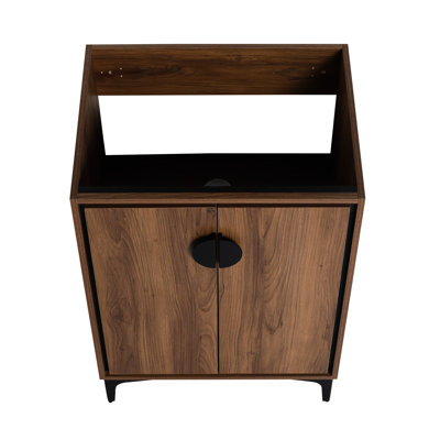 24'' Bathroom Vanity Without Top Sink, Modern Storage Cabinet, Single 2 Soft Closing Doors, Engineered Wood, -, Effortless Installation Procedures With Doors. To And Humidity. American Design, Brown,
