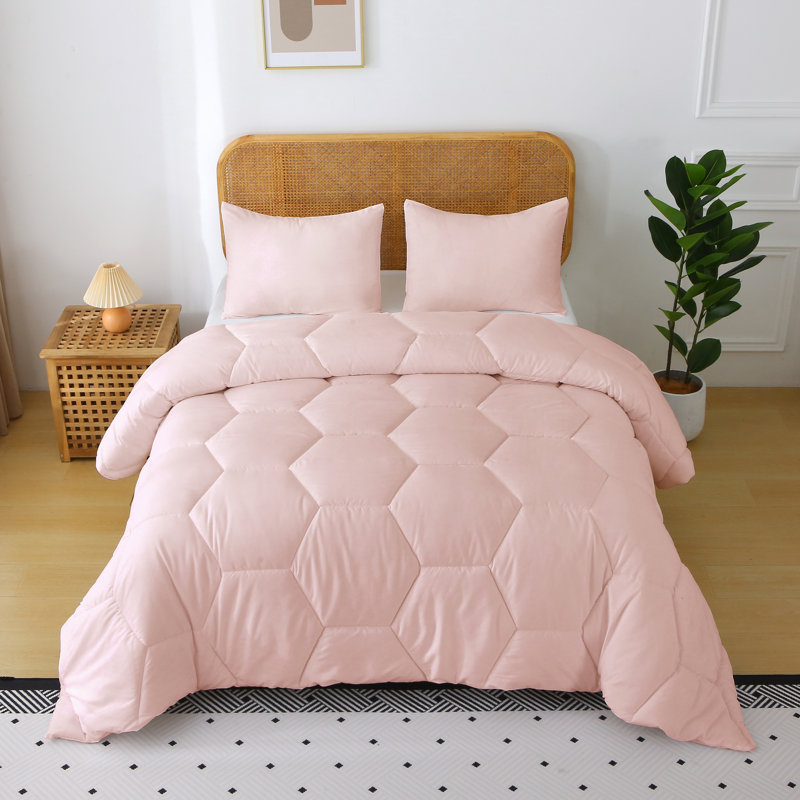 Ensemble d'édredon en microfibre Better Style Home, Édredon pour très grand lit + 2 taies décorativ, Rose