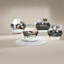 Ensemble de canapés en velours gris moderne, style Chesterfield 6 places, salon familial