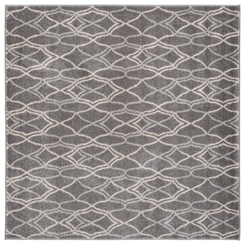 Ammundsen Geometric Gray Area Rug, Square 5'