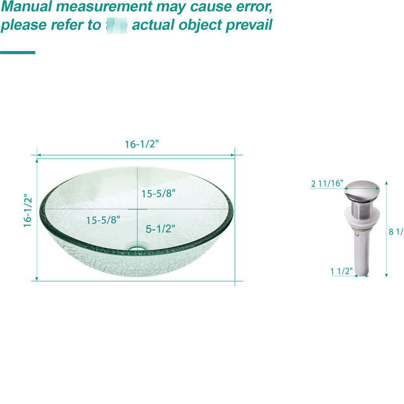 Lavabo vasque de salle de bain en verre trempé transparent, bonde escamotable, bords arrondis lisses, motif craquelé de glace pour un charmant motif artistique unique, finition, décor de salle de bain idéal