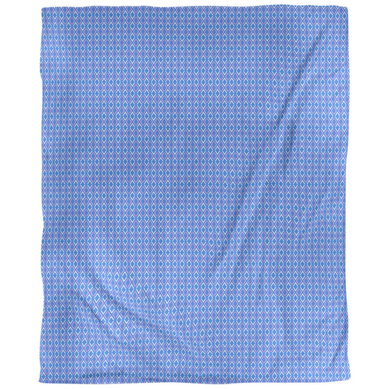 Tissu en losanges arrow, Bleu / Mauve, L 54 po x l 36 po, Lin naturel paloma