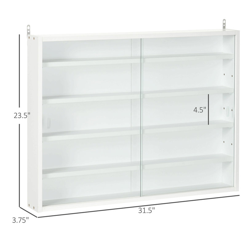 5-Tier Display Cabinet, Glass Display Case With 2 Doors And Adjustable Shelves, Wall-Mounted, White