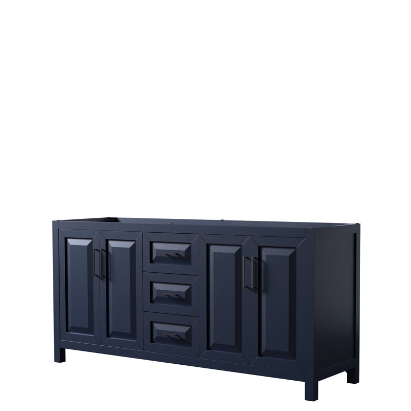 Daria 71'' W Double Bathroom Vanity Base, Dark Blue/Matte Black