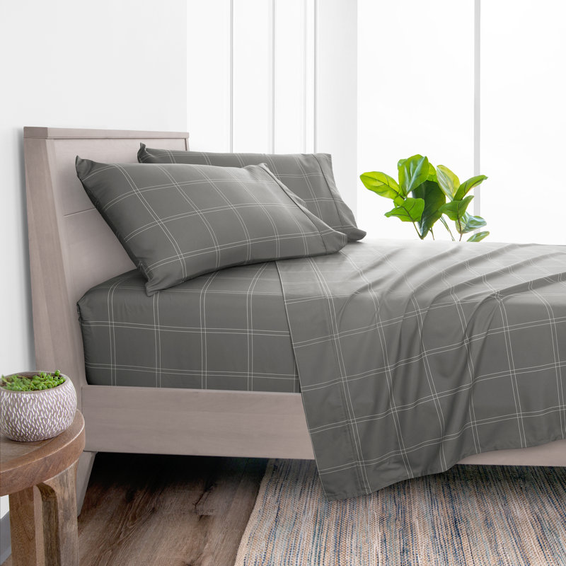 King Size Midnight Grid Microfiber Deep Pocket Sheet Set