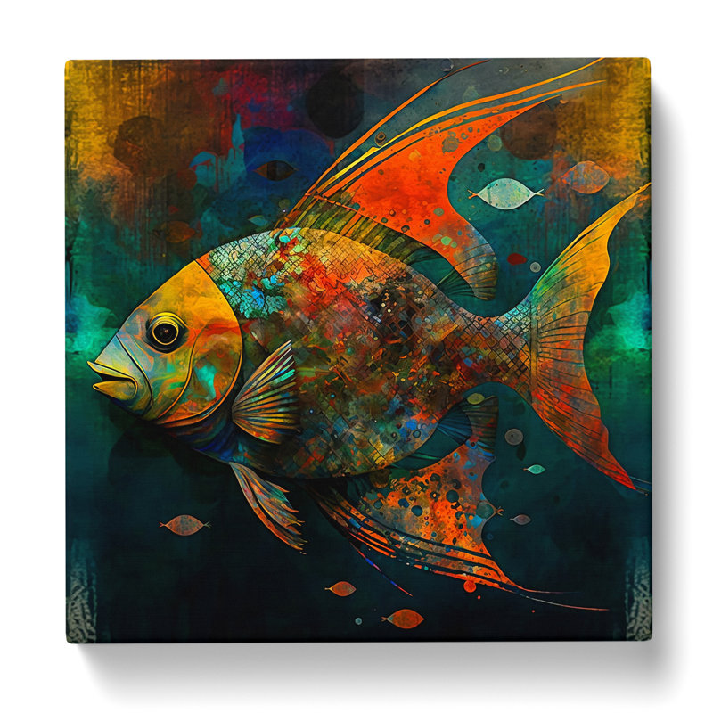 Fish Abstract Expressionism - Wrapped Canvas, 35cm H x 35cm W x 3cm D
