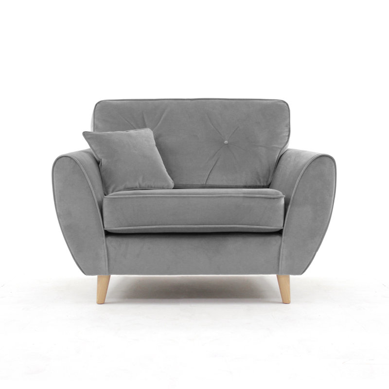 Rafe Scandi Style Velvet Loveseat, Grey Velvet