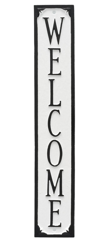 Plaque de jardin « welcome » Bodhisattva, Blanc / Noir