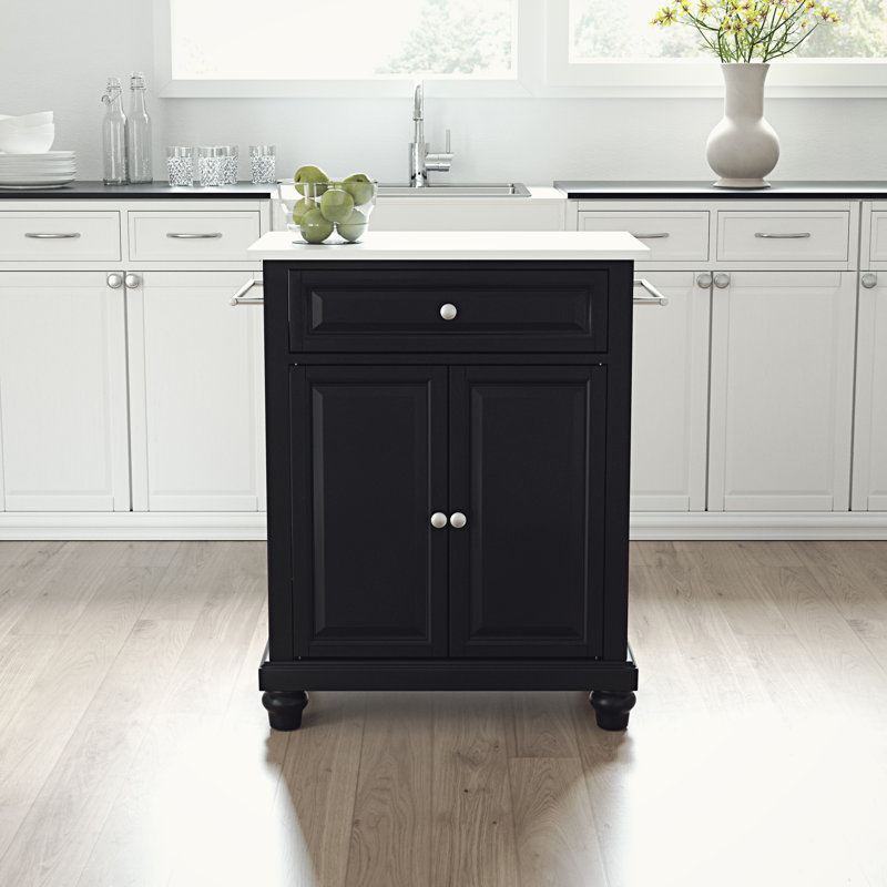 Audie Granite Top Kitchen Cart, Black