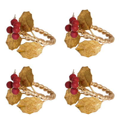 Forest Walk Holly with Berries Napkin Ring - Multi