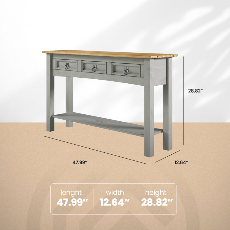 Console en bois massif Dinnington, gris