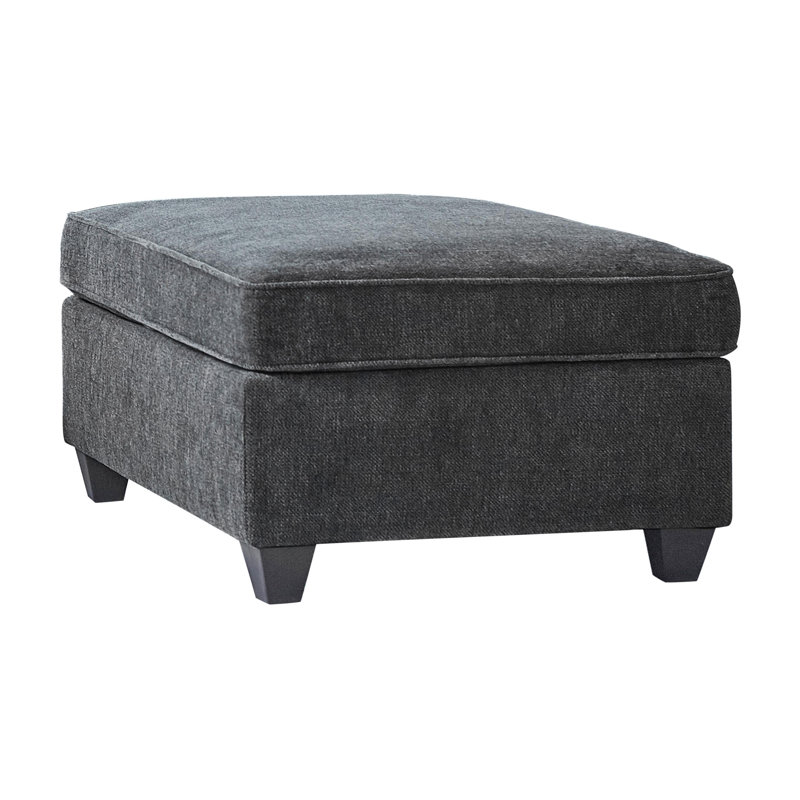 Rectangular Upholstered Ottoman Dark Grey