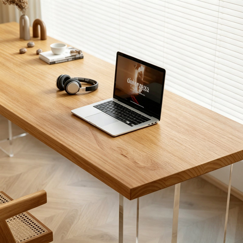 Bureau d'écriture Simple Burlywood, H 29,52 po x l 86,61 po x P 23,62 po