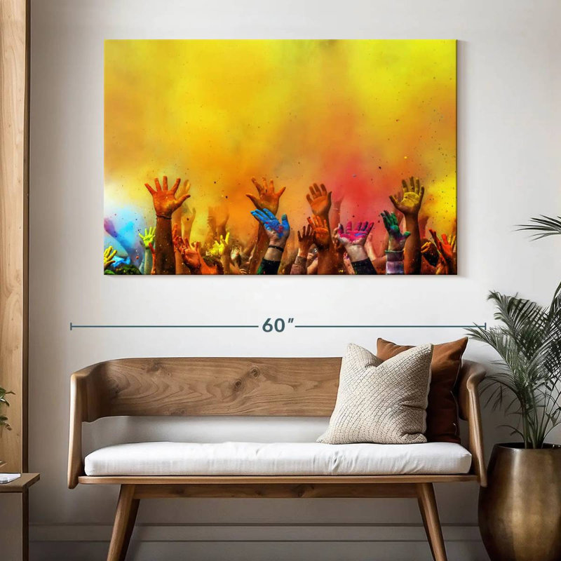 Vibrant Holi Hands, 34" H x 51" W