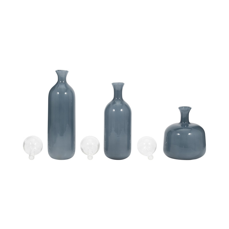 Ensemble de 3 vases en verre Kewstoke, Bleu