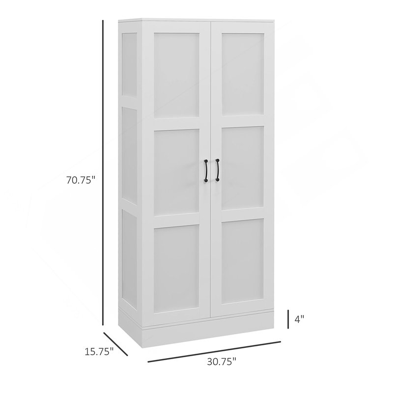 71 Inch Tall Storage Cabinet With Movable Shelves, Soft Close Doors, And Modern Style For Organized Living