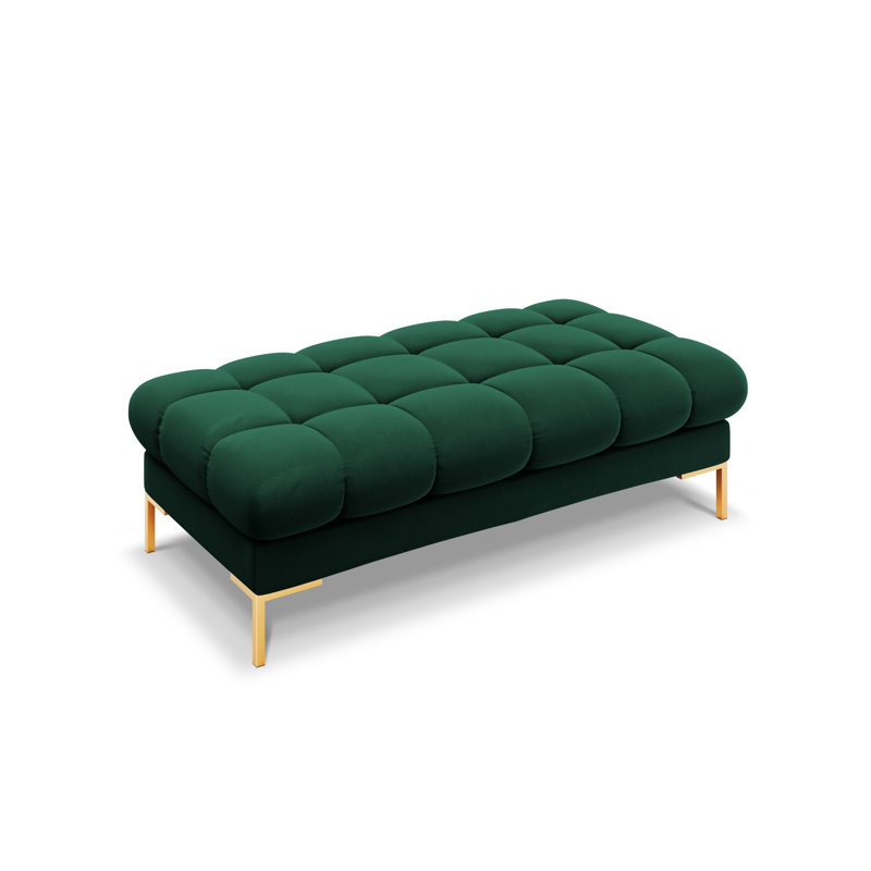 Asbell Polyester Upholstered Bench, Bottle Green, Gold