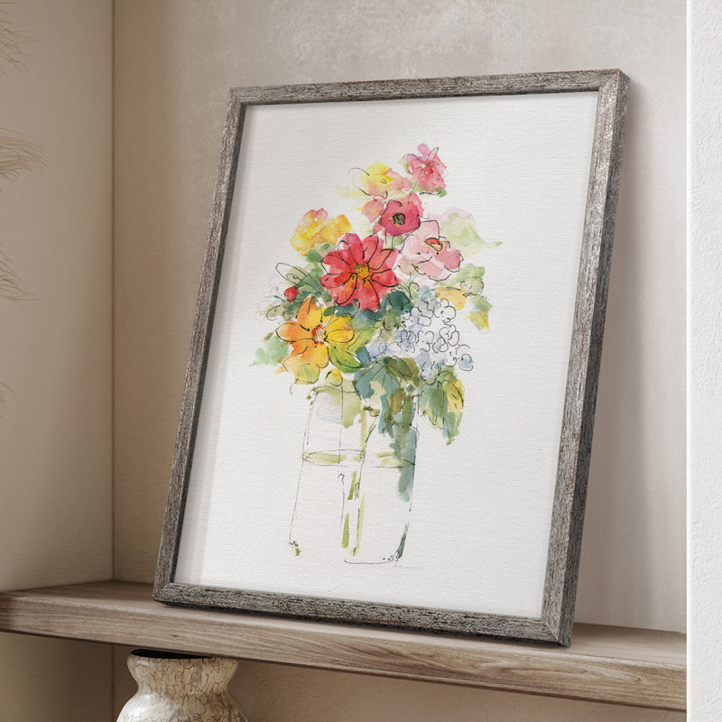 Summer Picks In Jar II Framed Print - Solid Wood 46534, 11'' H x 9'' W