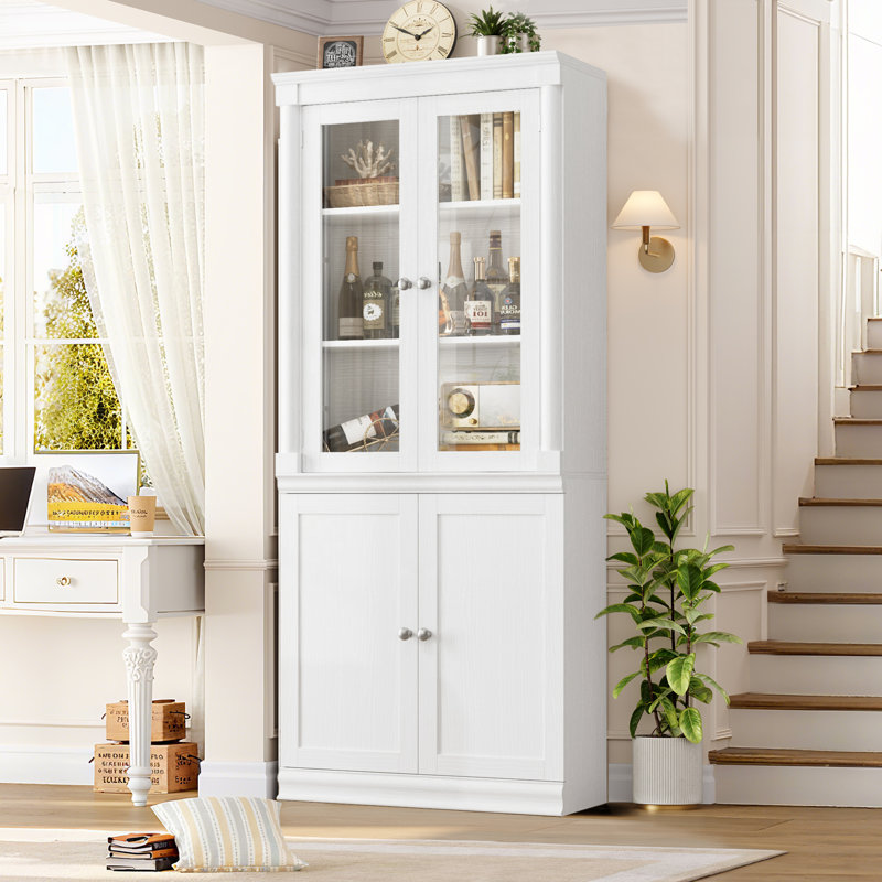 71.2" H Classical Revival Bookcase with Glass Door, White