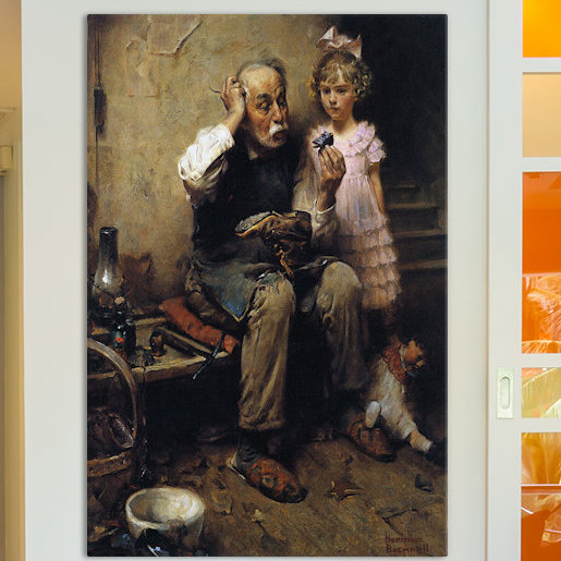 « cobbler etudieing » par norman rockwell, reproduction d’art sur toile tendue, H 18 po x l 12 po x P 1,5 po