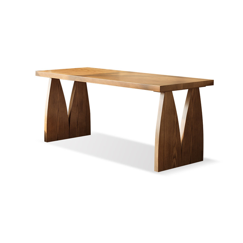 Light walnut Rectangular Solid Wood desks, 29.53" H x 62.99" W x 23.62" D