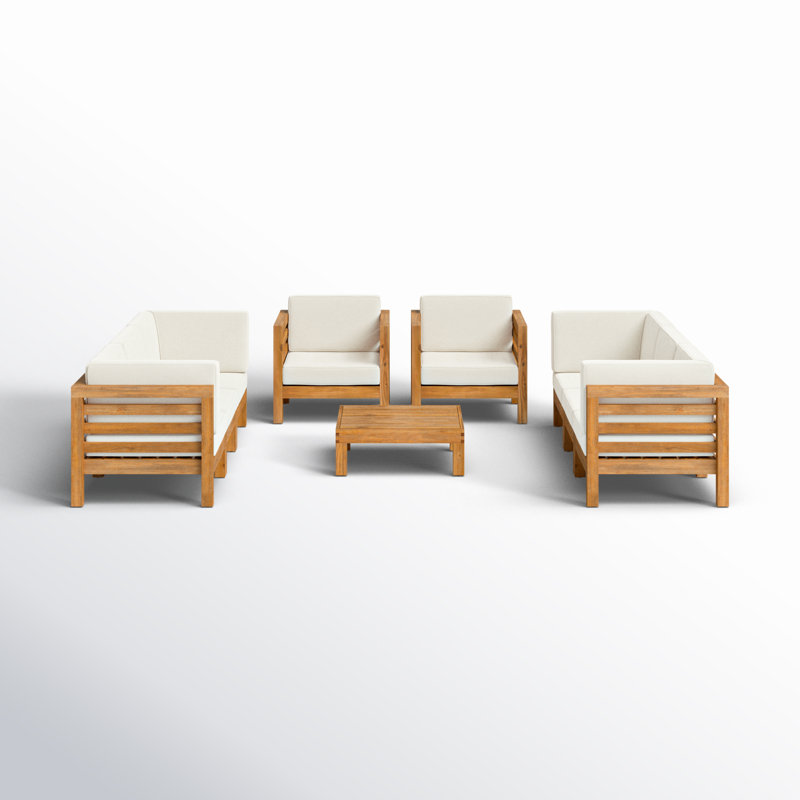 Ensemble de conversation à assise profonde avec coussins 9 pièces Maher, Beige