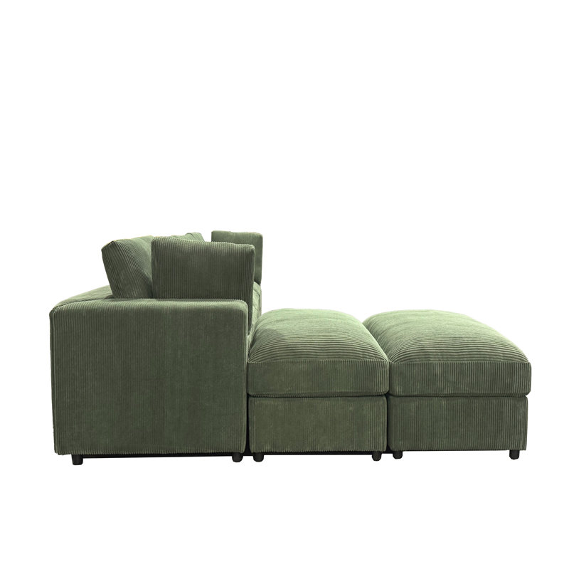 Canapé modulaire réversible en velours côtelé, 132" W, Velours côtelé vert foncé