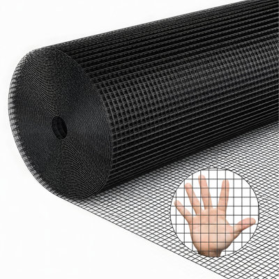 Grillage métallique noir de 48 po x 50 pi, rouleau de treillis métallique soudé de 1/2 po, clôture pour plantes de jardin, convient aux poulaillers et à la rénovation résidentielle