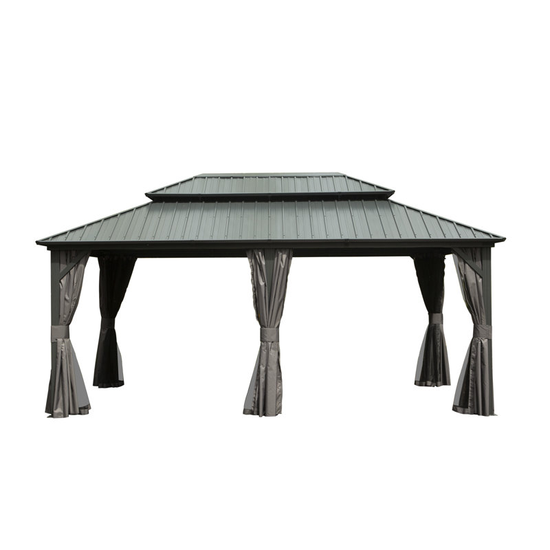 12' X 18' Hardtop Gazebo, 120" H x 216" W x 144" D, Gray