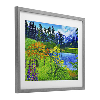 «Hidden Lake Scenery», reproduction d'art sous verre encadrée par Lee Ann Zirbes