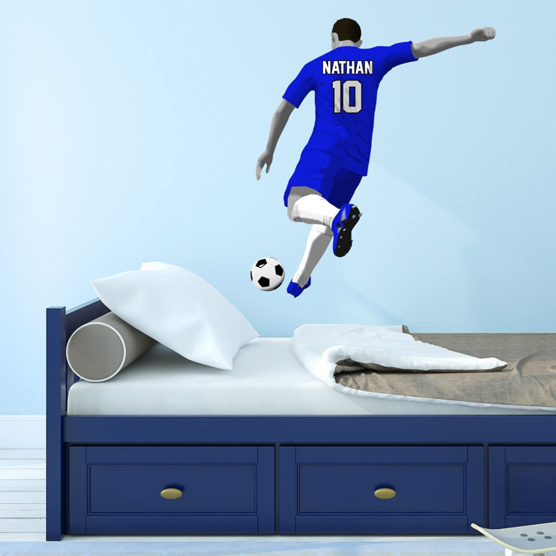 Adhésif décoratif footballeur, Bleu, H 22 po x l 19 po