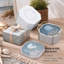 Ensemble de 6 sous-verres absorbants avec support - Thème océan, décor de table de salle à manger côtière pour la maison, Beach House Essentials, bleu, 4 po