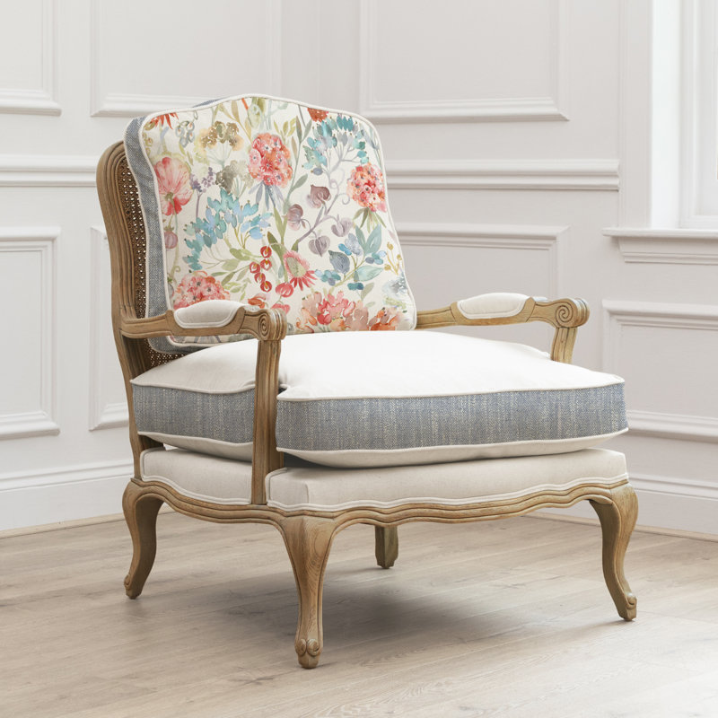 Upholstered Linen and Cotton Armchair, Brown