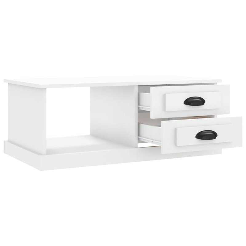 Templeville Floor Shelf Coffee Table with Storage, White