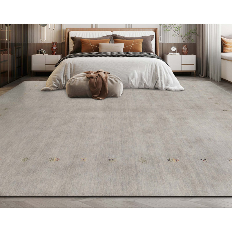 Gabbeh Wool Area Rug in Gray, Rectangle 7'10" x 10'