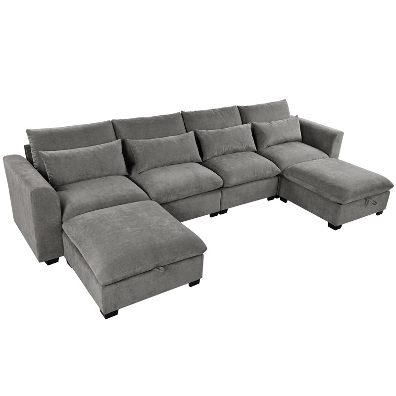  Canapé modulaire rembourré 6 pièces Cloud, Gris chenille
