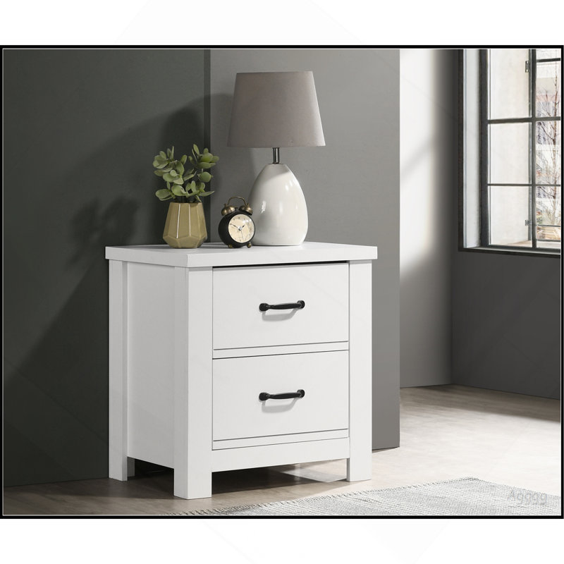 Table de chevet blanche à 2 tiroirs l 21,5 po Cosmo