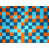 Bleu / damier orange