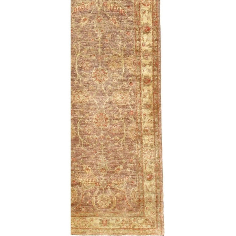 Tapis de couloir beige / brun clair en laine noué à la main de style oriental 2 pi 9 po x 12 pi Willus