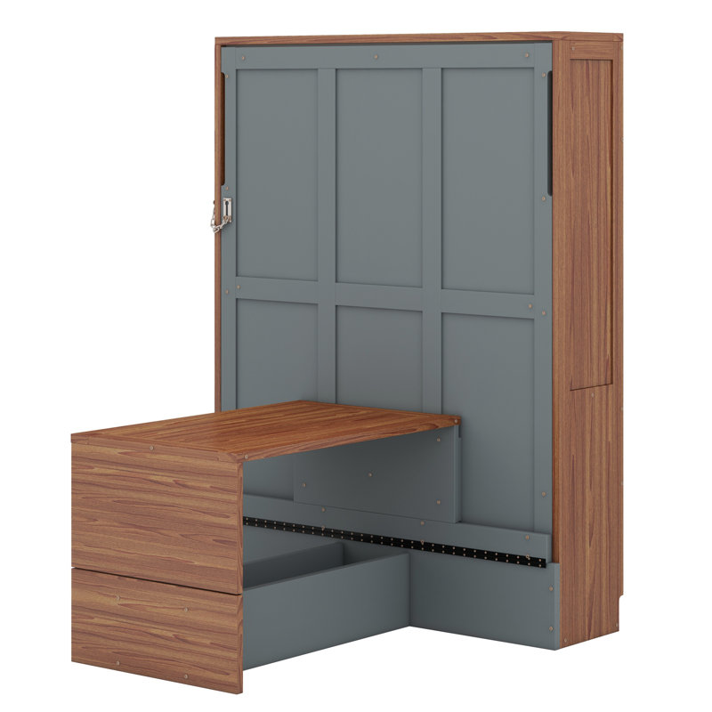 Lit escamotable avec bureau escamotable Murphy, Gris