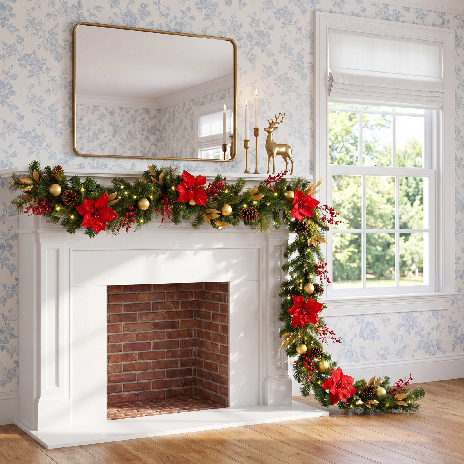 72" Red Ruby Holiday Garland with Lights