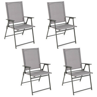 Set Of 4 Patio Folding Chair Set With Rustproof Metal Frame