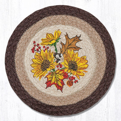  Decorative Autumn Sunflower Printed Round Trivet 10" Farmhouse Kitchen Accent