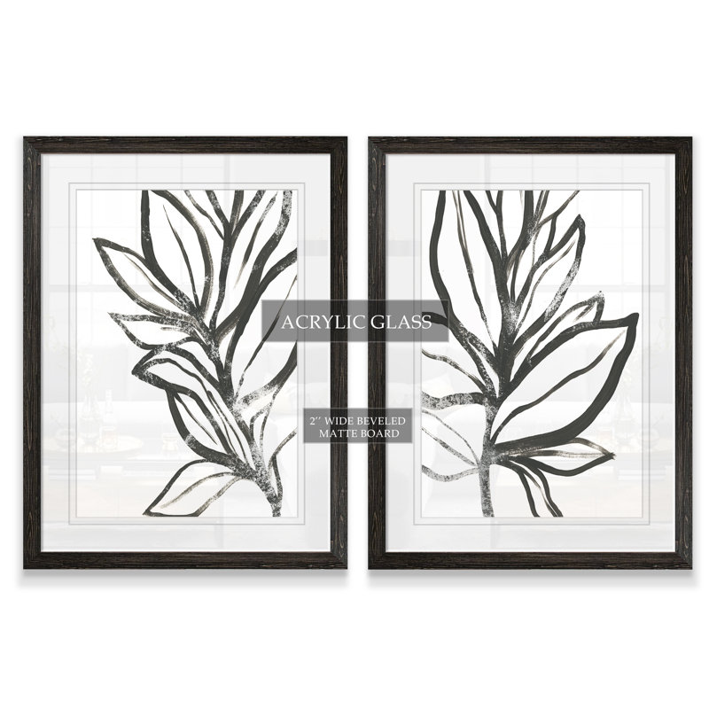 " Leaf Instinct I " by Vincent Van Gogh 2 - Pieces, 24" H x 18" W , Framed Print with Mat, Ebony