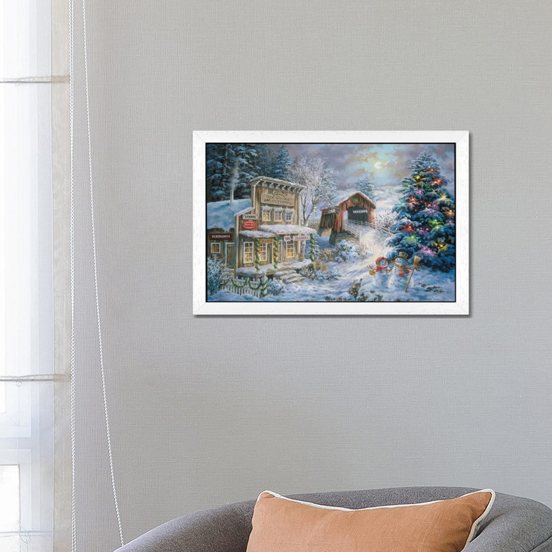 Country Shopping by Nicky Boehme - Floater Frame Painting on Canvas, 66.04 cm H x 45.72 cm W, White